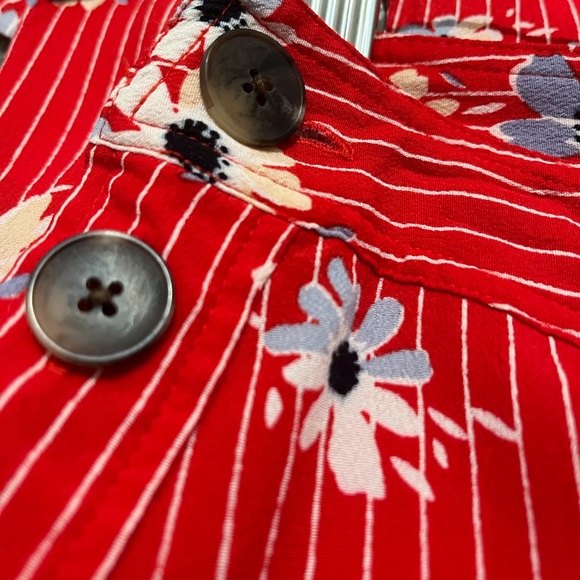 Madewell Red Striped Floral Button Skirt - Picture 8 of 8